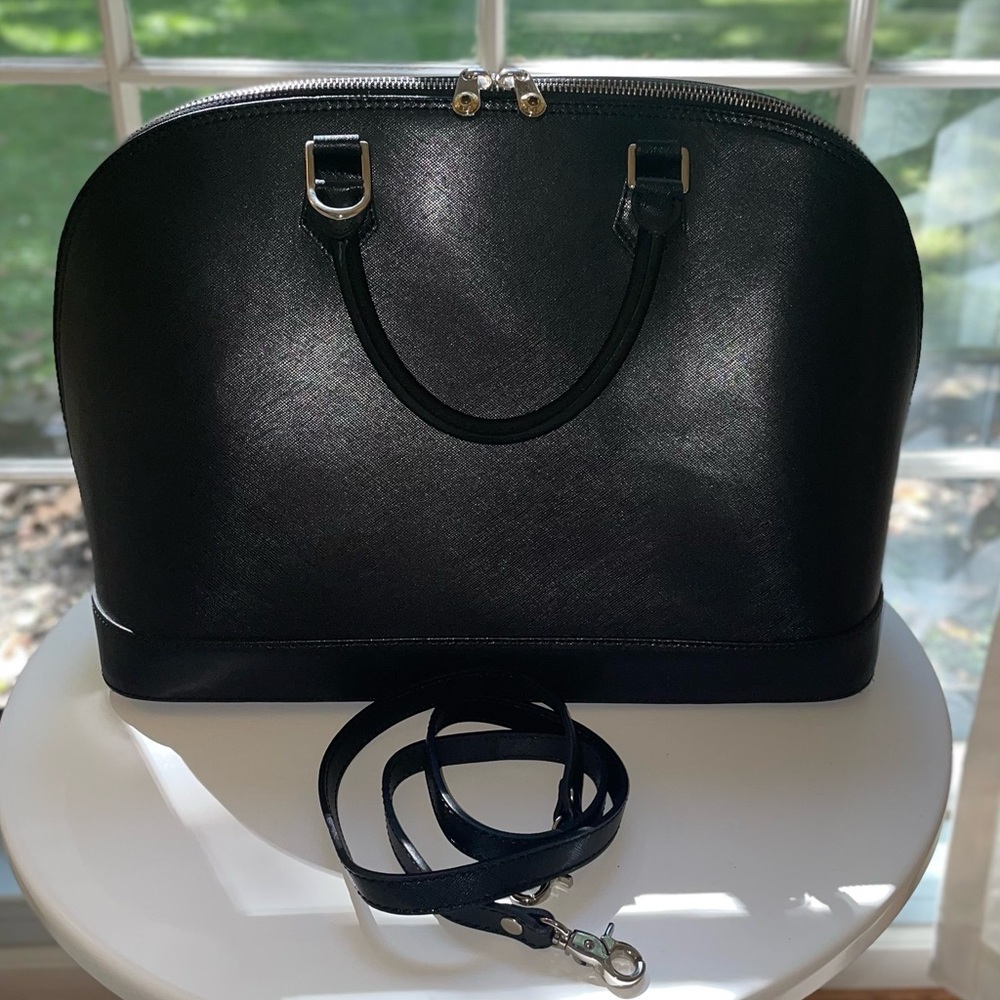NWOT Black Pulicati Italian Leather Satchel or Computer Bag - approx. 15” x 10”